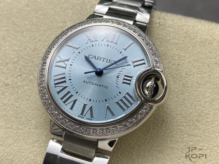 カルティエ バロンブルー W4BB0028｜ブルーダイヤル＆ダイヤベゼル レディース 33mm【3K工場製】 - 画像 (3)