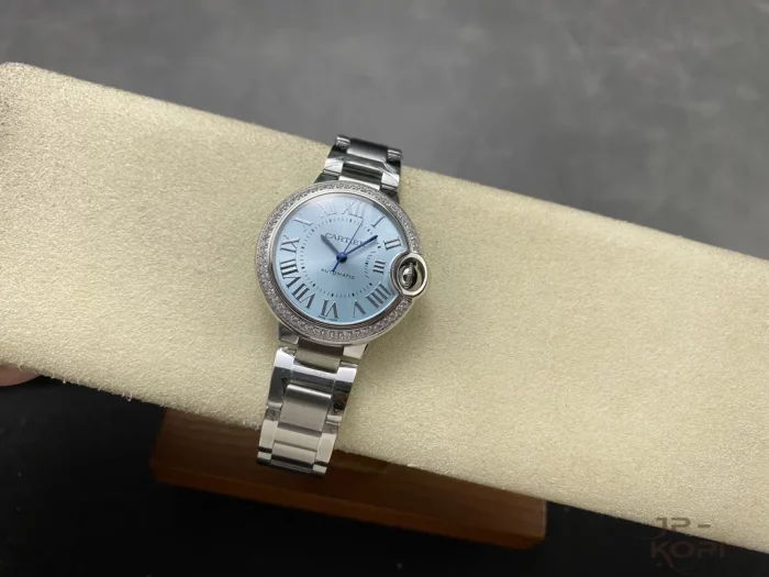 カルティエ バロンブルー W4BB0028｜ブルーダイヤル＆ダイヤベゼル レディース 33mm【3K工場製】 - 画像 (5)