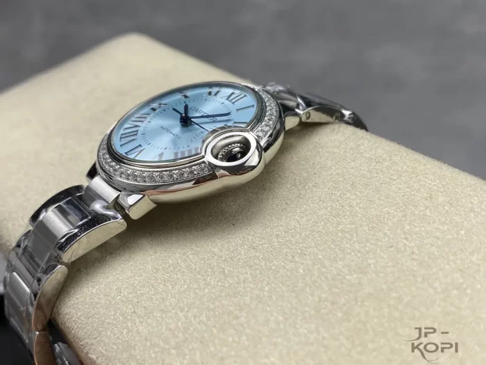 カルティエ バロンブルー W4BB0028｜ブルーダイヤル＆ダイヤベゼル レディース 33mm【3K工場製】 - 画像 (7)