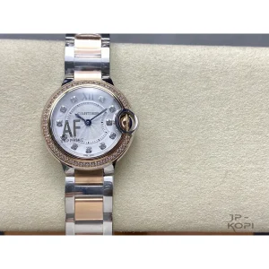 カルティエ バロンブルー W3BB0009｜28mm レディース クオーツ ダイヤ11P文字盤×ローズゴールドコンビ【AF工場製】