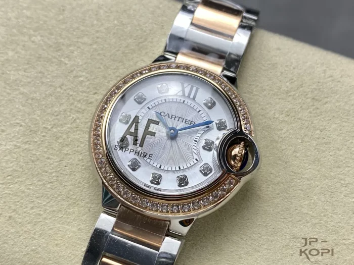 カルティエ バロンブルー W3BB0009｜28mm レディース クオーツ ダイヤ11P文字盤×ローズゴールドコンビ【AF工場製】 - 画像 (3)