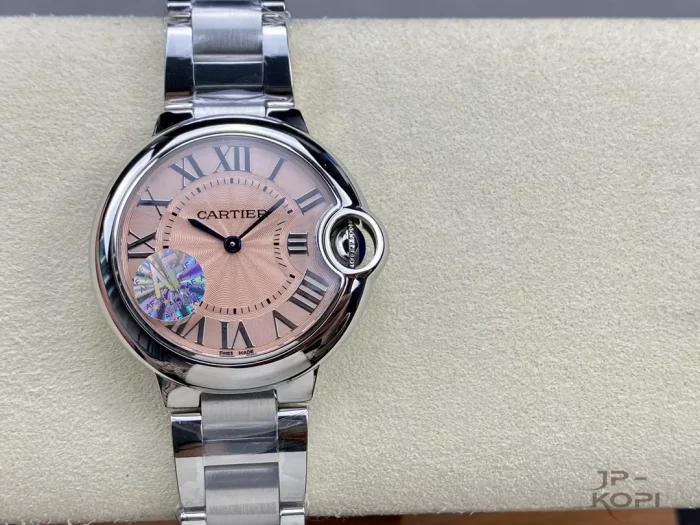 カルティエ バロンブルー WSBB0033｜33mm レディース クオーツ ピンク文字盤×スチール【AF工場製】