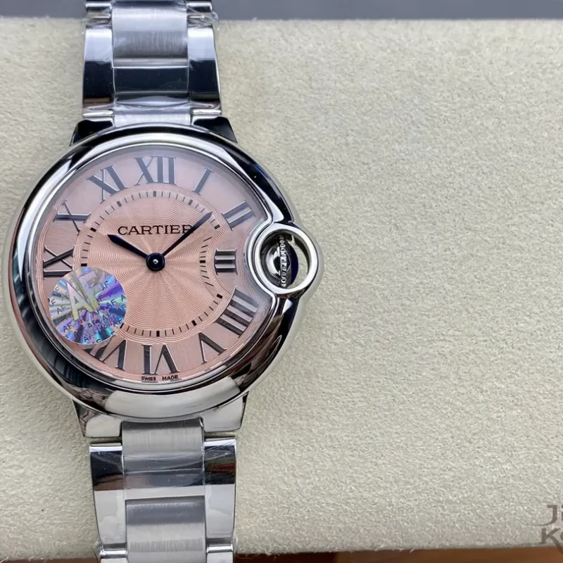カルティエ バロンブルー WSBB0033｜33mm レディース クオーツ ピンク文字盤×スチール【AF工場製】