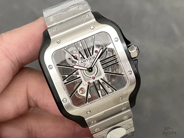 カルティエ サントス ドゥ スケルトン WHSA0027｜メンズ 手巻き ブラックローマ×スティール【THB工場製】 - 画像 (2)