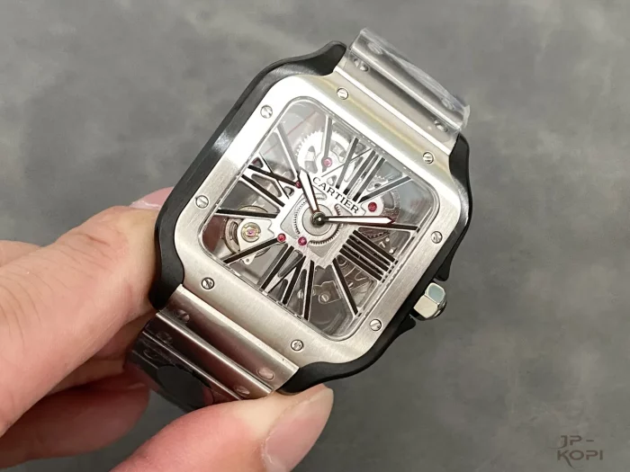カルティエ サントス ドゥ スケルトン WHSA0027｜メンズ 手巻き ブラックローマ×スティール【THB工場製】 - 画像 (3)