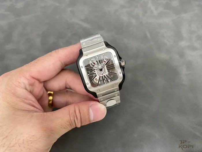 カルティエ サントス ドゥ スケルトン WHSA0027｜メンズ 手巻き ブラックローマ×スティール【THB工場製】 - 画像 (4)
