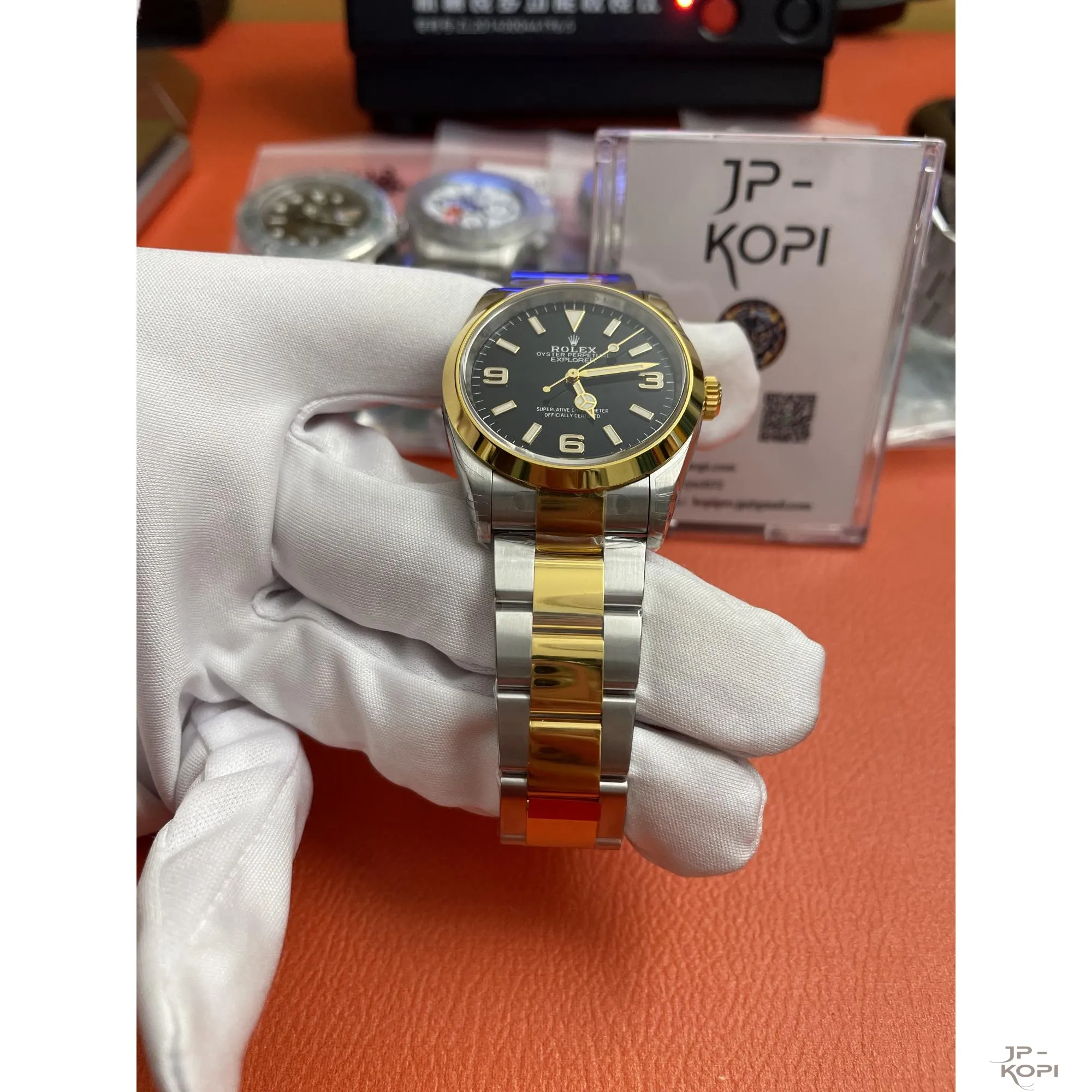 ロレックス エクスプローラー I 124273|イエローゴールドコンビ 36mm ブラックダイアル 丹東Cal.3230【VS工場製】 - 画像 (7)