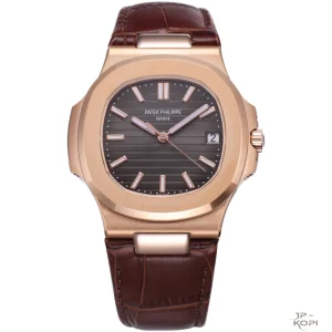 パテック・フィリップ ノーチラス 5711R-001|SW製純正代用ブラウン文字盤 ローズゴールド 40mm レザー仕様【BBF工場製】