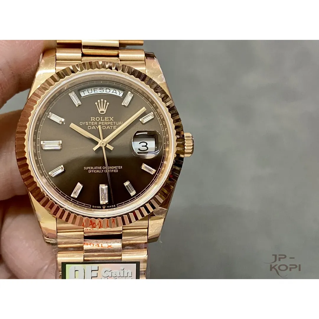 ロレックス デイデイト 228235|チョコレート×ダイヤモンド文字盤×ローズゴールド×加重版 40【QF工場製】