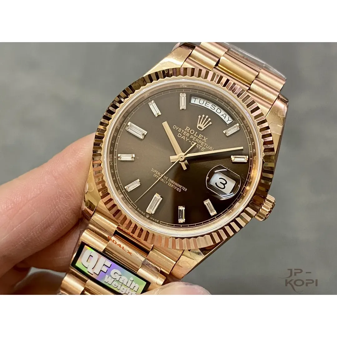 ロレックス デイデイト 228235|チョコレート×ダイヤモンド文字盤×ローズゴールド×加重版 40【QF工場製】 - 画像 (4)