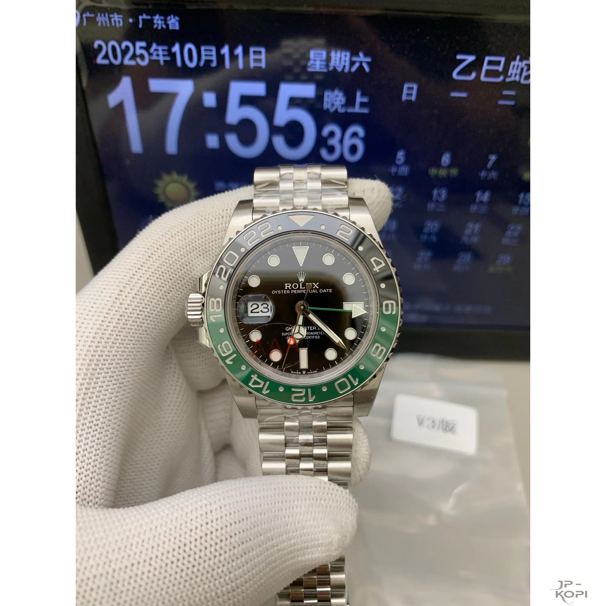 ロレックス GMTマスターII 126720VTNR-0002|レフティGMT ブラック×グリーン 丹東Cal.3285【VS工場製】 - 画像 (2)