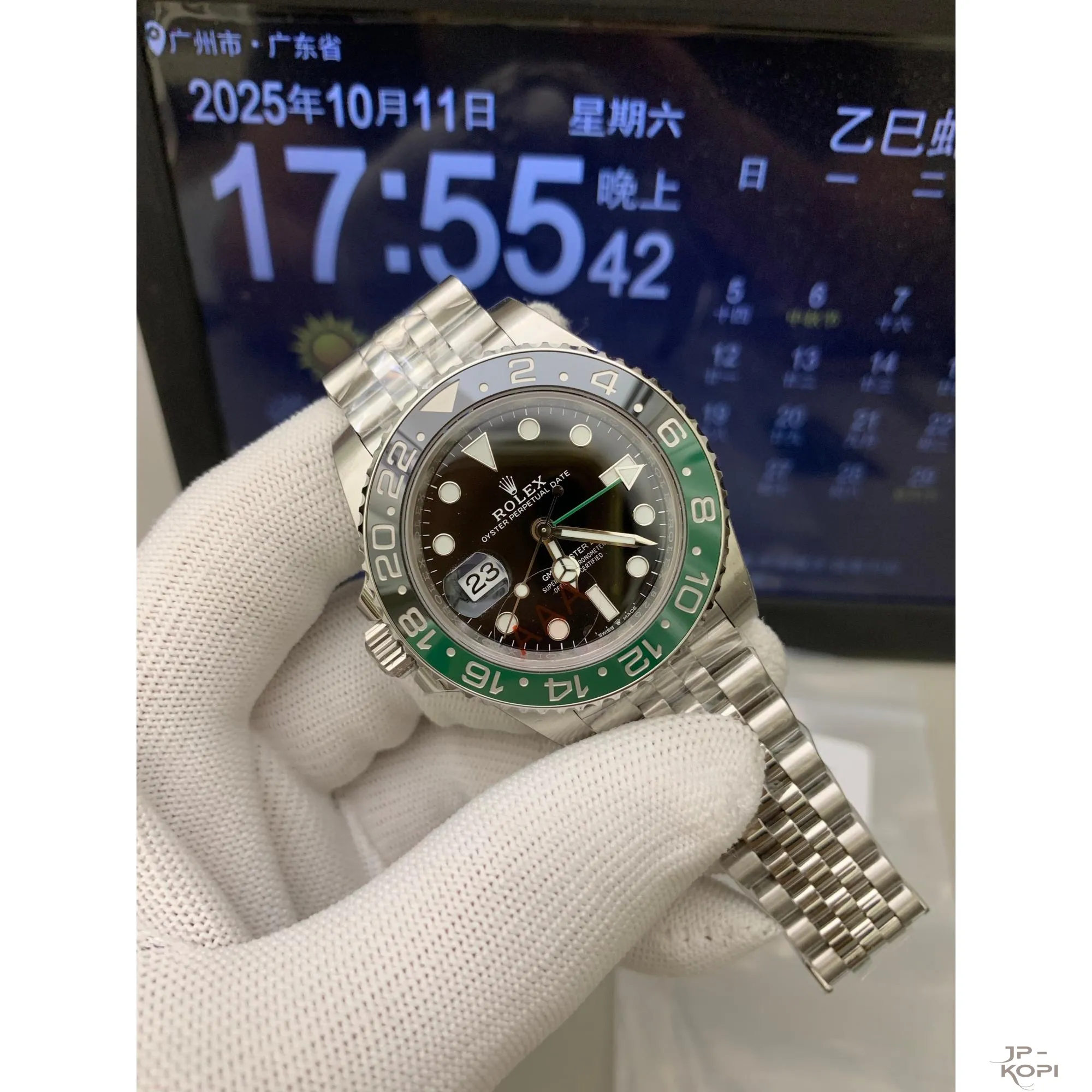 ロレックス GMTマスターII 126720VTNR-0002|レフティGMT ブラック×グリーン 丹東Cal.3285【VS工場製】 - 画像 (3)