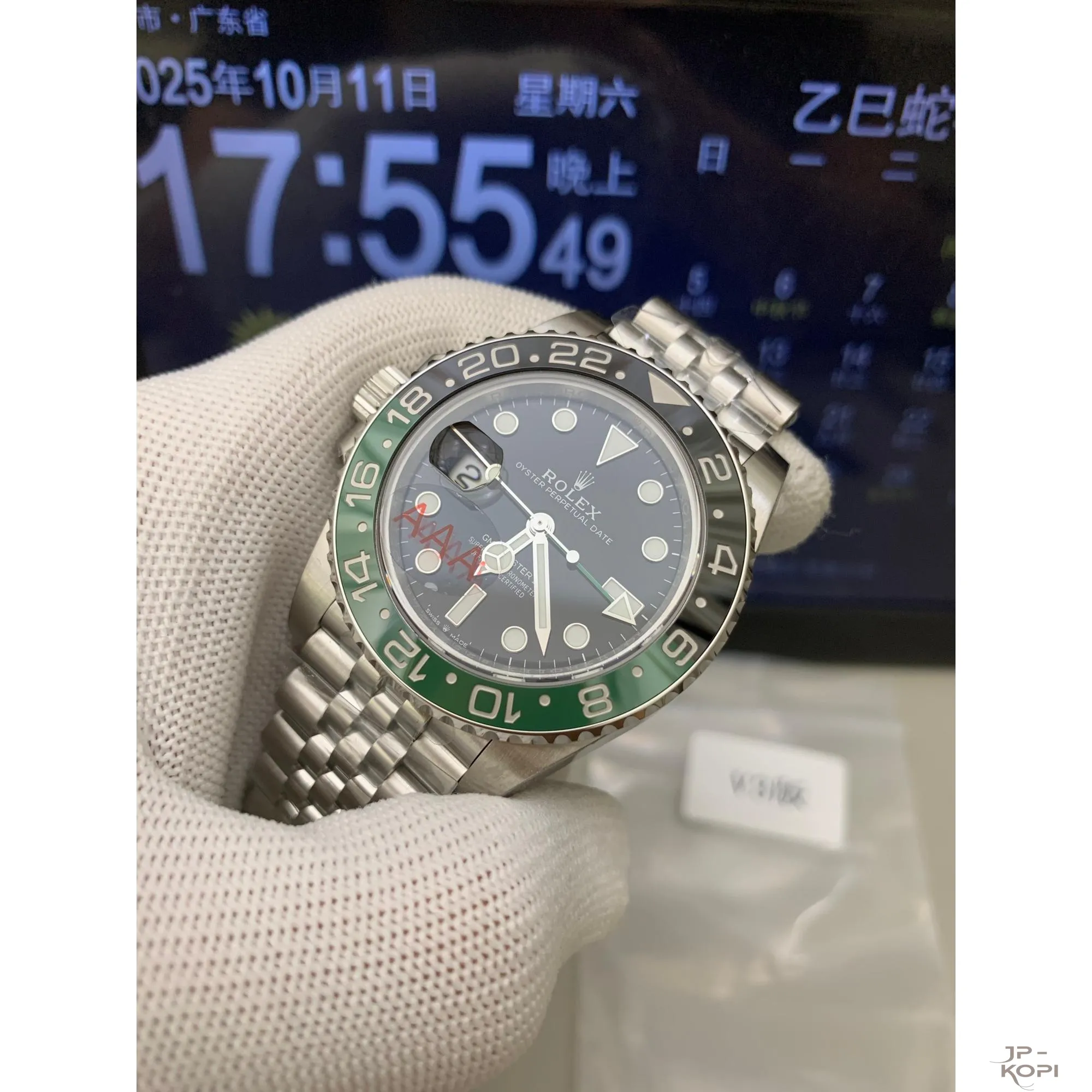 ロレックス GMTマスターII 126720VTNR-0002|レフティGMT ブラック×グリーン 丹東Cal.3285【VS工場製】 - 画像 (6)