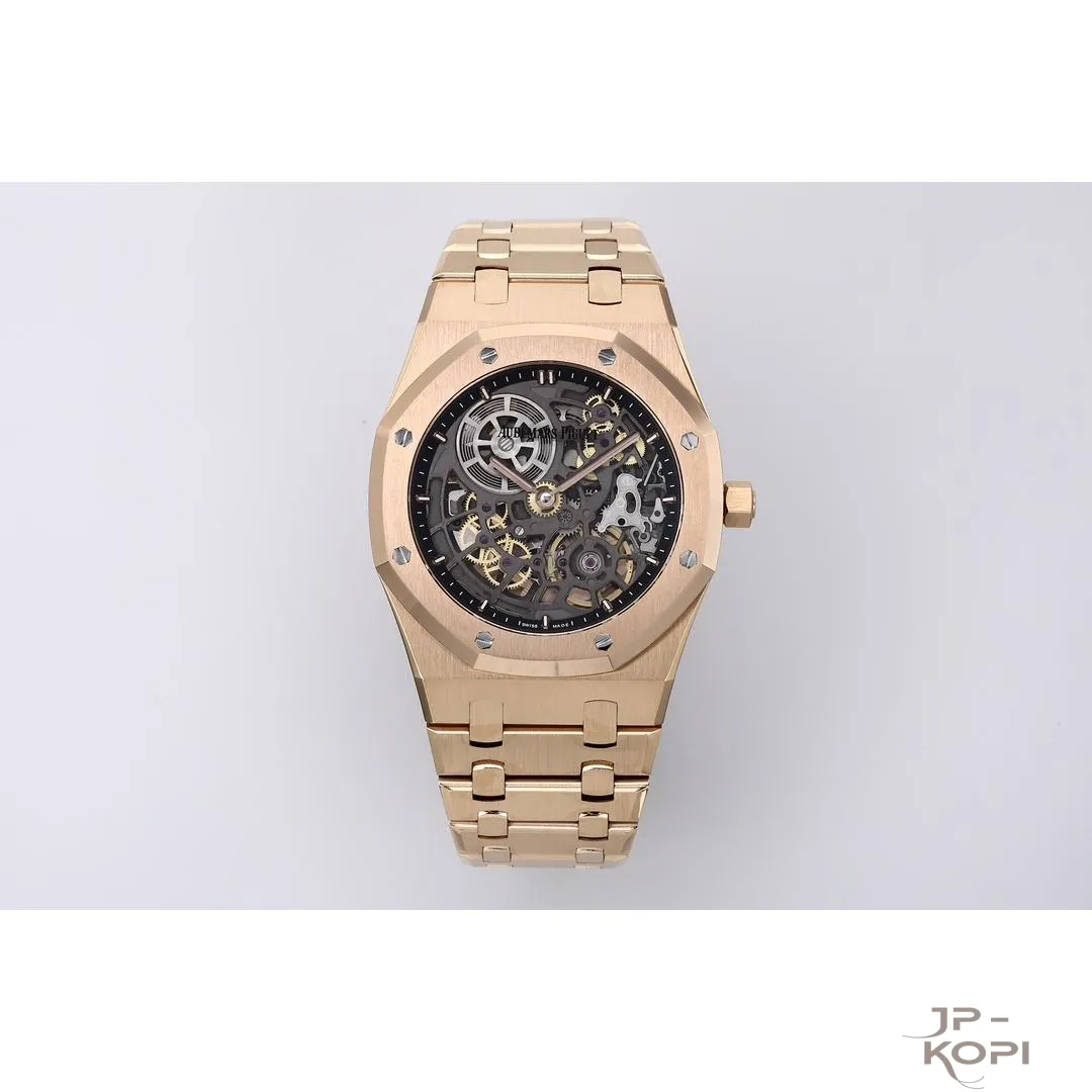 オーデマ・ピゲ ロイヤル オークコレクション 50周年記念 “ジャンボ”エクストラ シン オープンワーク 16204BA | スケルトンローズゴールド 39mm【ZF工場製級高品質コピー】 - 画像 (2)
