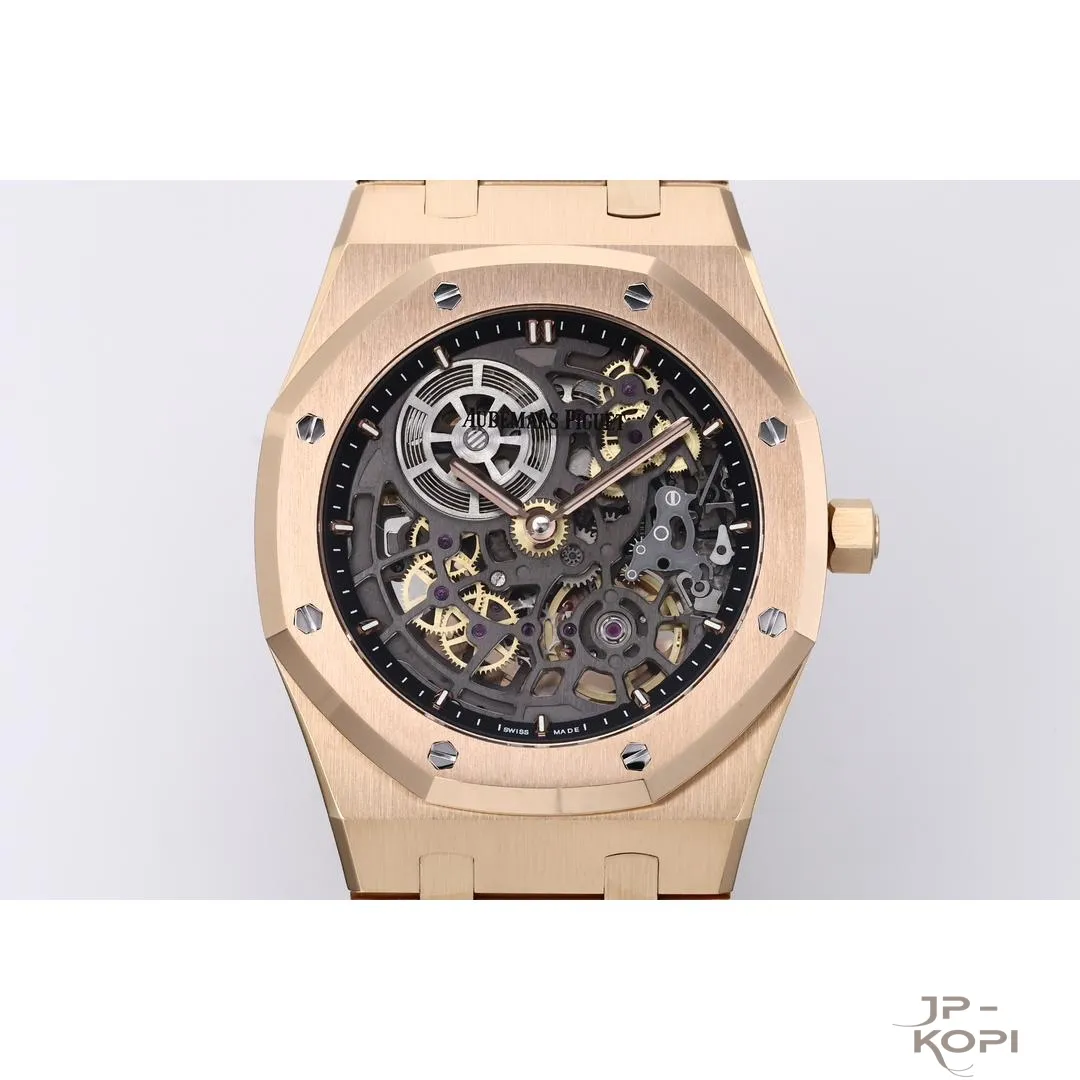 オーデマ・ピゲ ロイヤル オークコレクション 50周年記念 “ジャンボ”エクストラ シン オープンワーク 16204BA | スケルトンローズゴールド 39mm【ZF工場製級高品質コピー】 - 画像 (3)