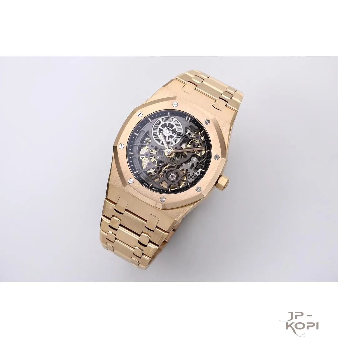 オーデマ・ピゲ ロイヤル オークコレクション 50周年記念 “ジャンボ”エクストラ シン オープンワーク 16204BA | スケルトンローズゴールド 39mm【ZF工場製級高品質コピー】 - 画像 (4)