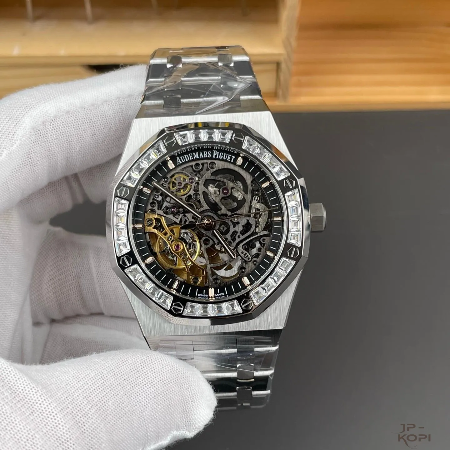 オーデマ・ピゲ ロイヤルオーク 15412BC|スケルトン×カスタムモアサナイトベゼル×フリースプラングバランス式【THB工場製】 - 画像 (2)