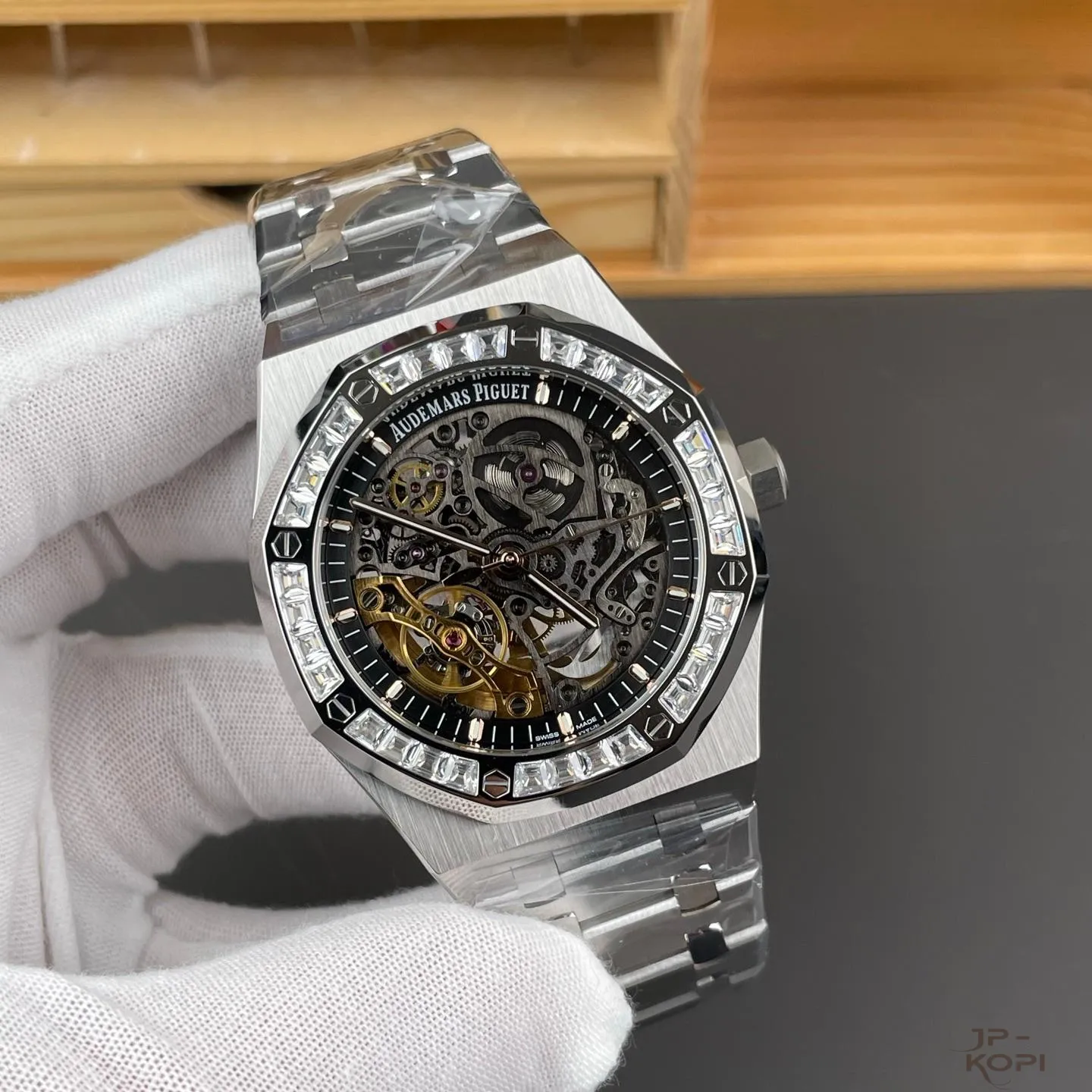 オーデマ・ピゲ ロイヤルオーク 15412BC|スケルトン×カスタムモアサナイトベゼル×フリースプラングバランス式【THB工場製】 - 画像 (3)
