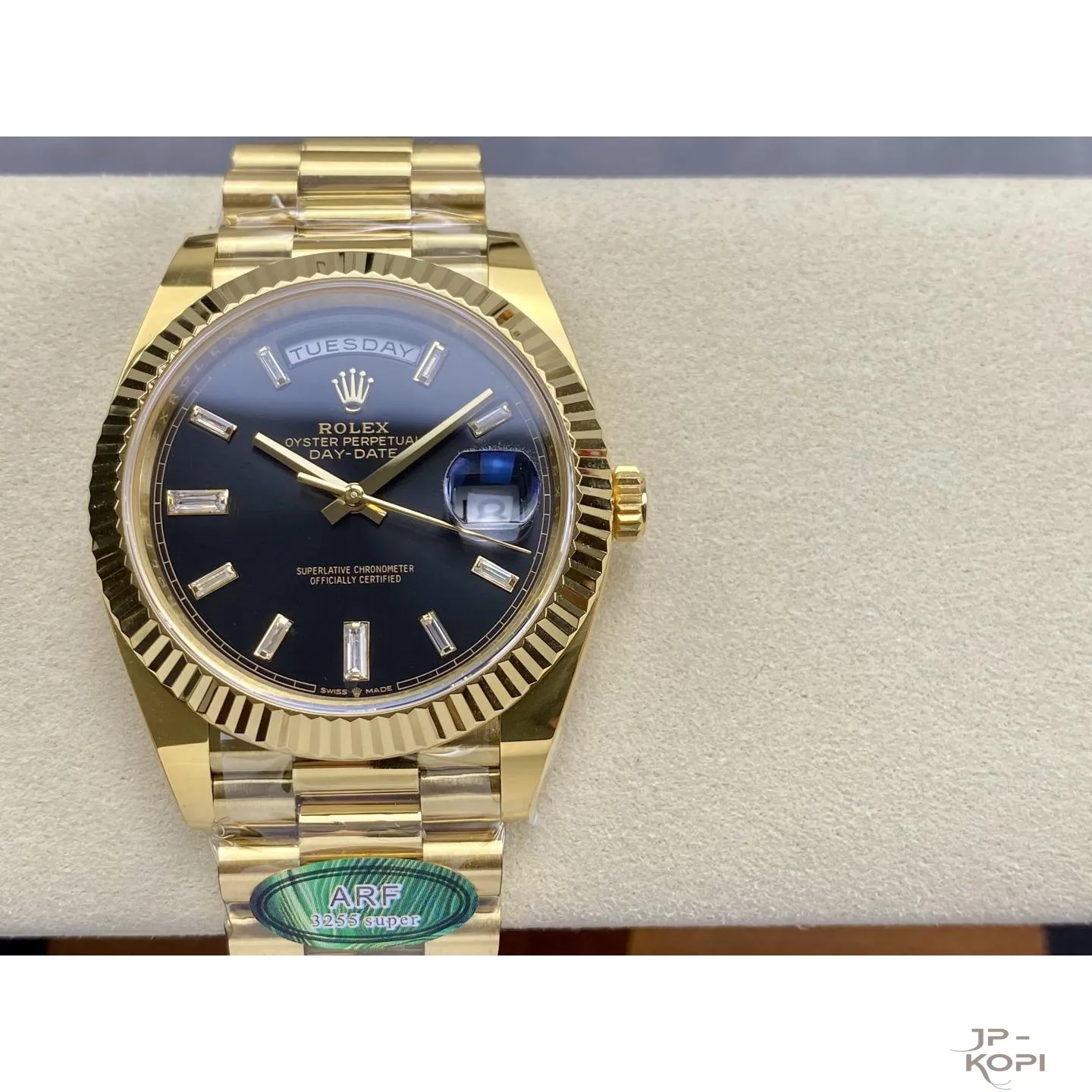 ロレックス デイデイト 40mm M228238-0004|ブライトブラックダイヤ付き 上海Cal.3255 加重版【ARF工場製 高品質コピー腕時計】 - 画像 (2)