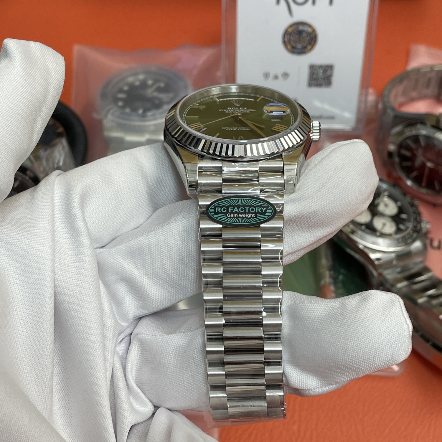 ロレックス デイデイト 40mm M228236-0008|オリーブグリーン 上海Cal.3255 加重版【RC工場製 高品質コピー腕時計】 - 画像 (8)