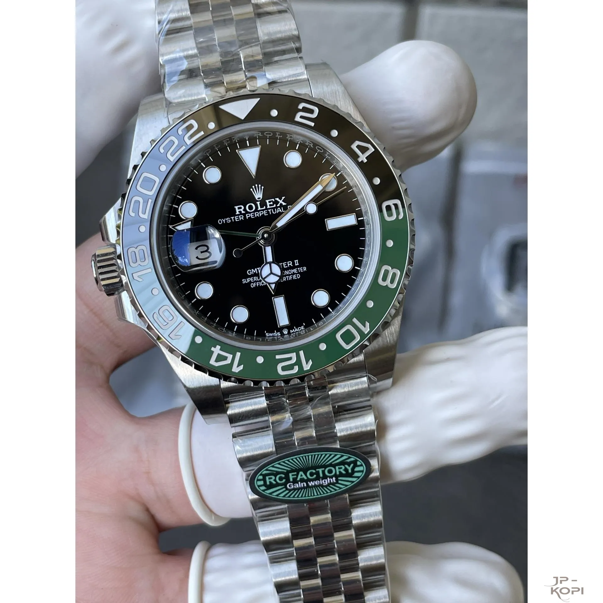 ロレックス GMTマスター II M126720VTNR-0002|グリーン×ブラック 40MM 上海Cal.3285【RC工場製 高品質コピー腕時計】 - 画像 (3)