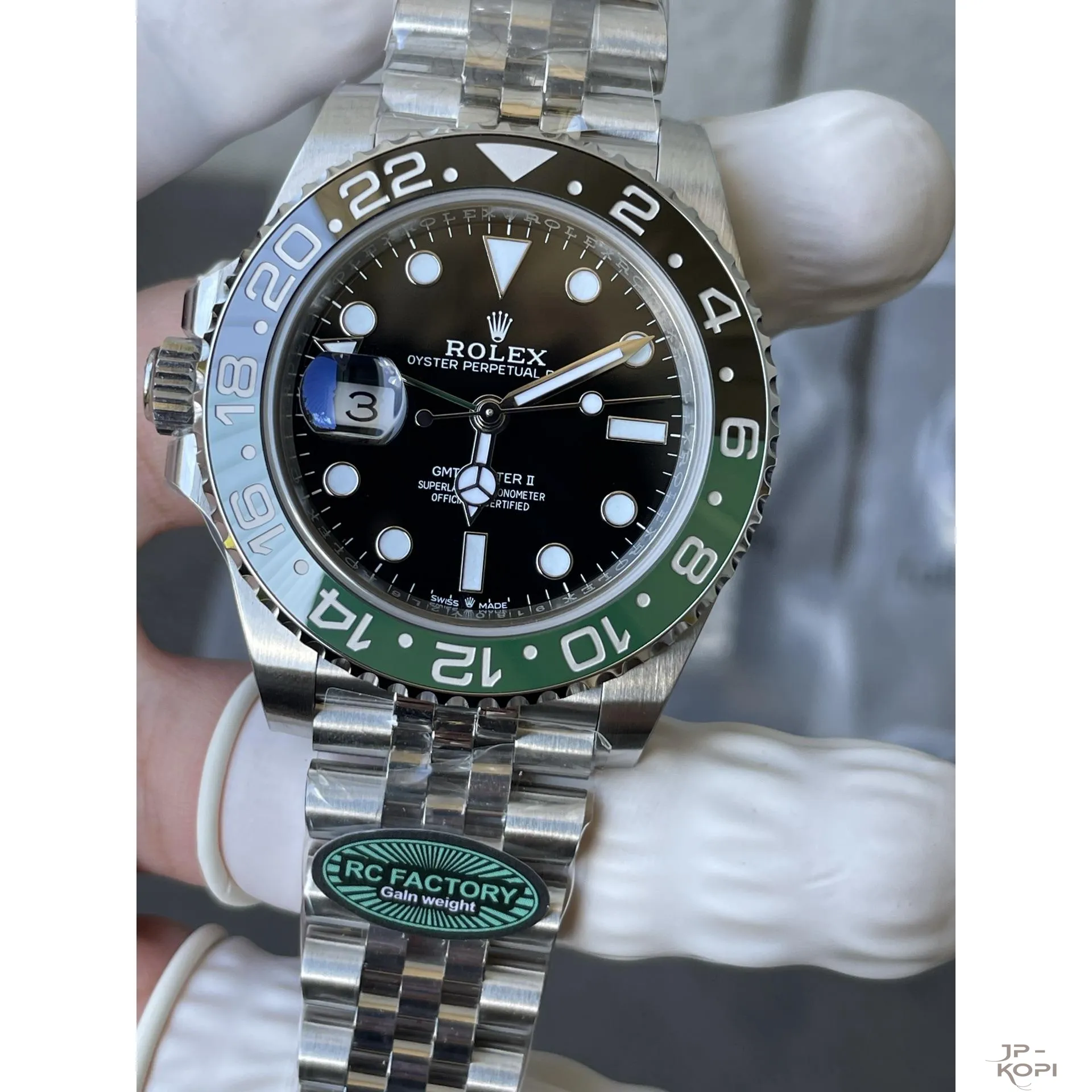 ロレックス GMTマスター II M126720VTNR-0002|グリーン×ブラック 40MM 上海Cal.3285【RC工場製 高品質コピー腕時計】 - 画像 (4)