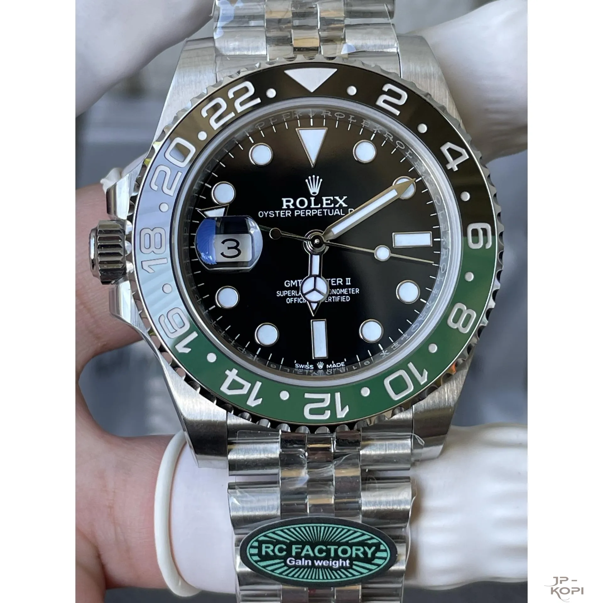 ロレックス GMTマスター II M126720VTNR-0002|グリーン×ブラック 40MM 上海Cal.3285【RC工場製 高品質コピー腕時計】 - 画像 (5)