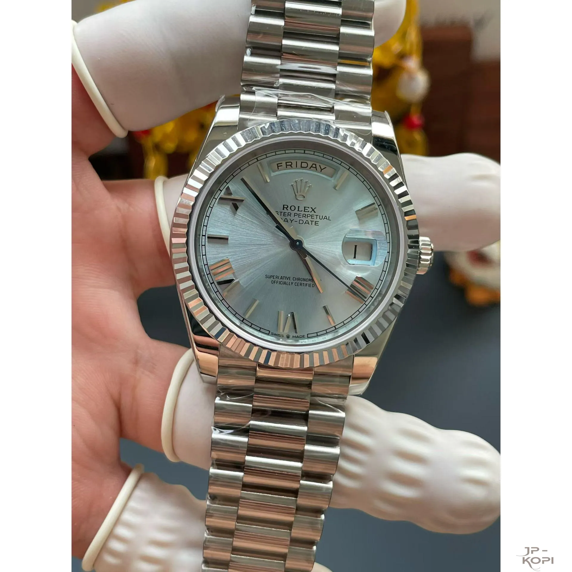 ロレックス デイデイト 40mm 228236-0012|アイスブルー(ローマ数字) 上海Cal.3255【RC工場製 高品質コピー腕時計】 - 画像 (3)