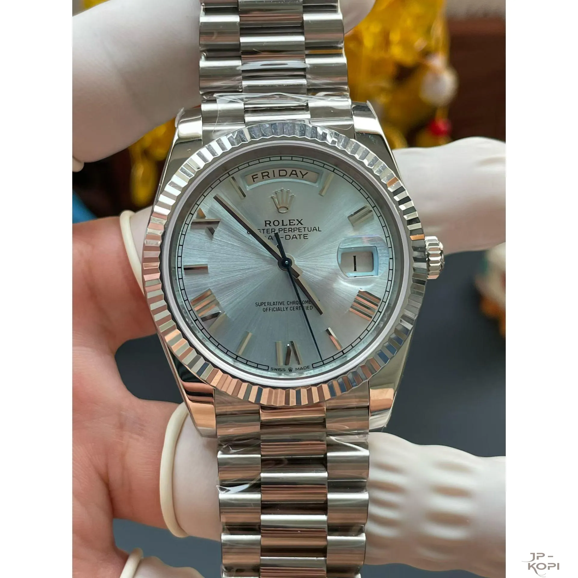 ロレックス デイデイト 40mm 228236-0012|アイスブルー(ローマ数字) 上海Cal.3255【RC工場製 高品質コピー腕時計】 - 画像 (2)