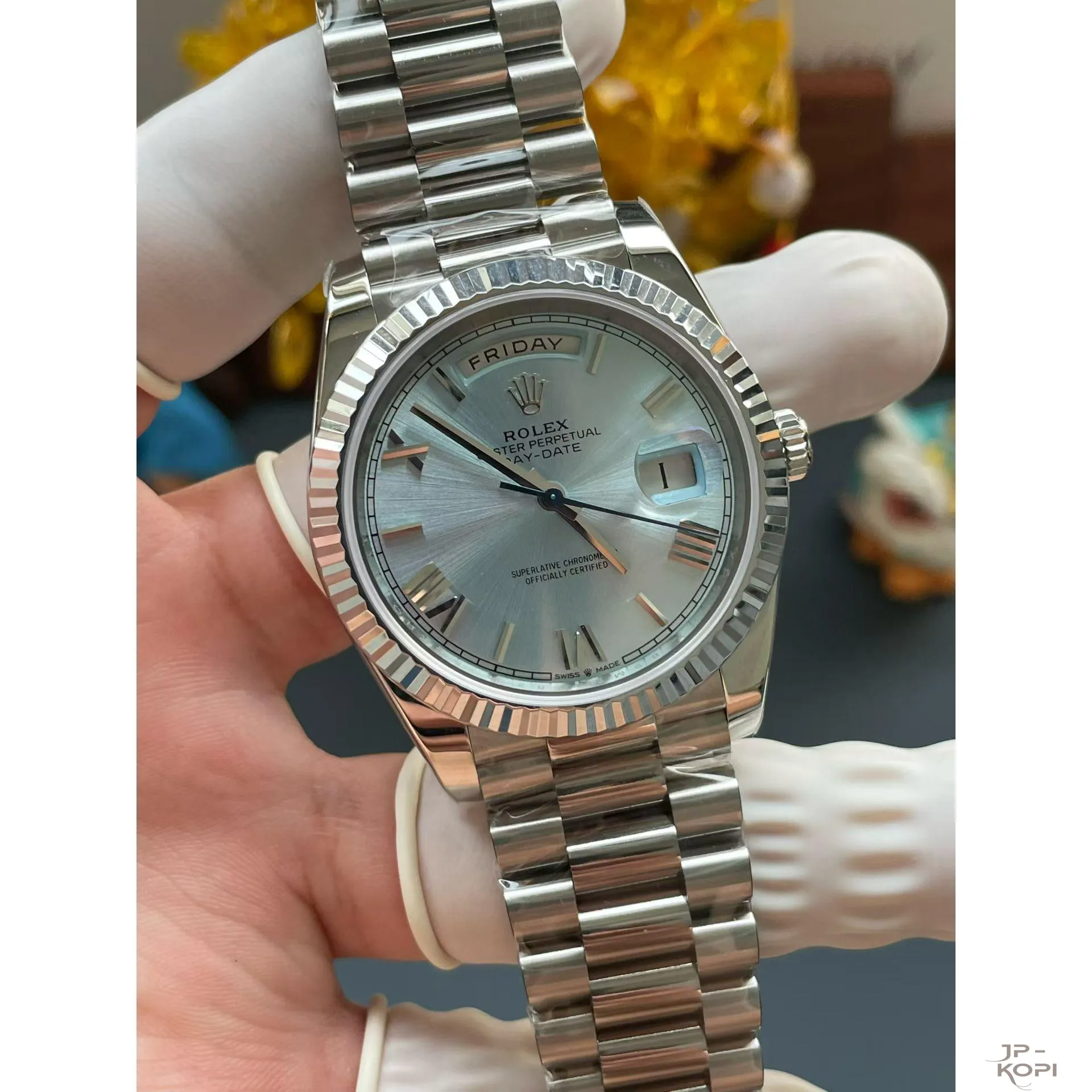 ロレックス デイデイト 40mm 228236-0012|アイスブルー(ローマ数字) 上海Cal.3255【RC工場製 高品質コピー腕時計】 - 画像 (4)