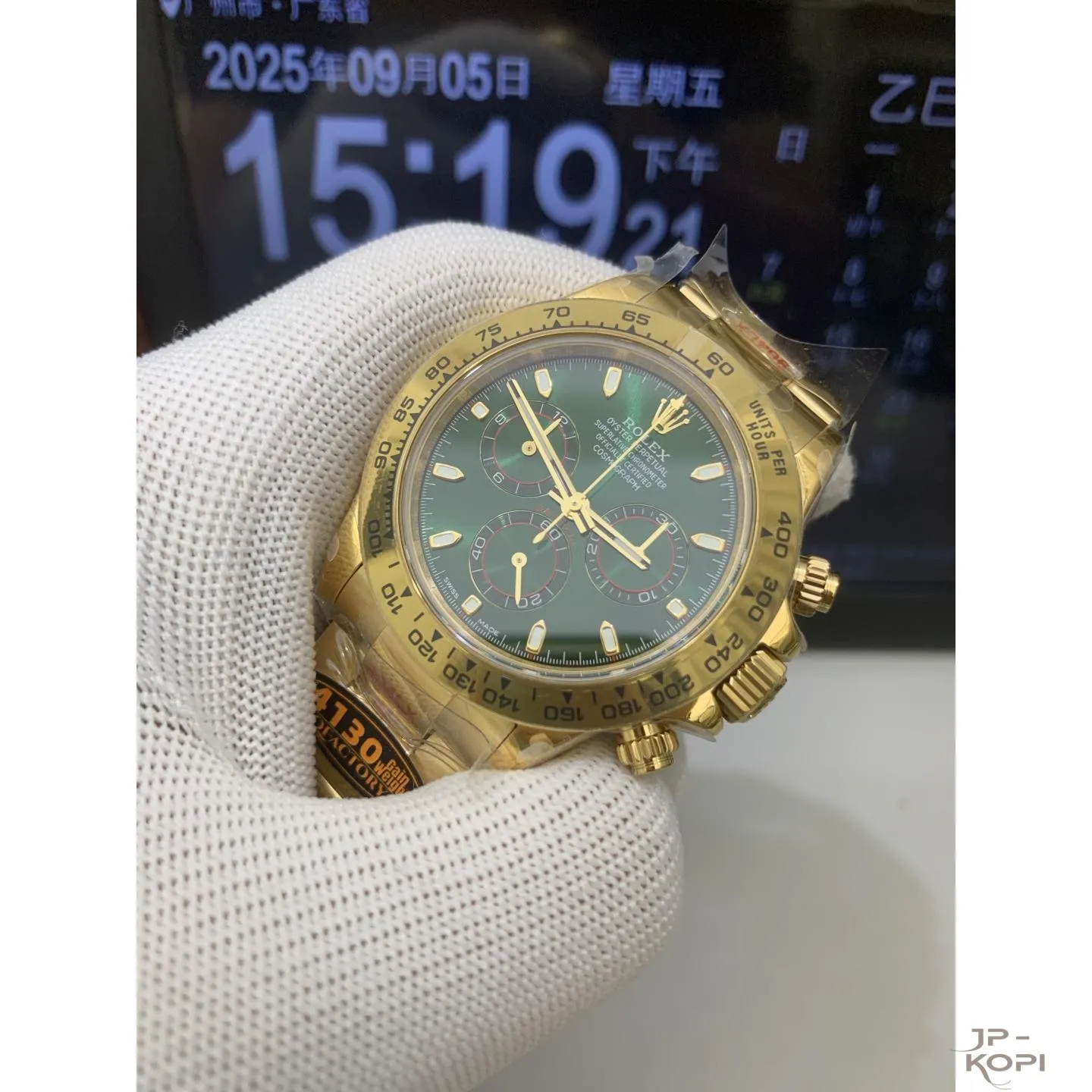 ロレックス デイトナ 116508-0013|グリーン 丹東Cal.4130 加重版【QF工場製 高品質コピー腕時計】 - 画像 (4)