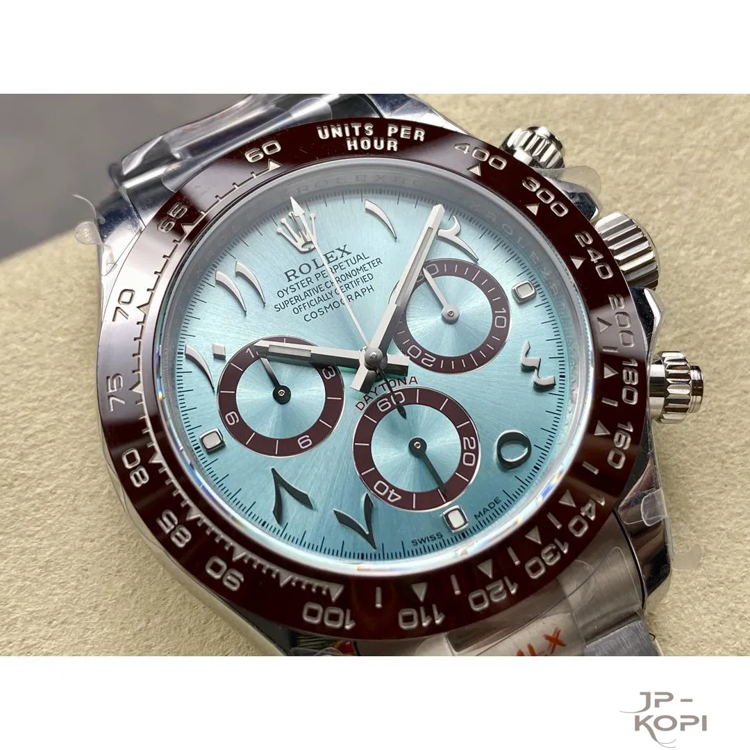 ロレックス デイトナ 116506|アイスブルーアラビア 40mm 丹東Cal.4130 加重版【QF工場製 高品質コピー腕時計】 - 画像 (3)