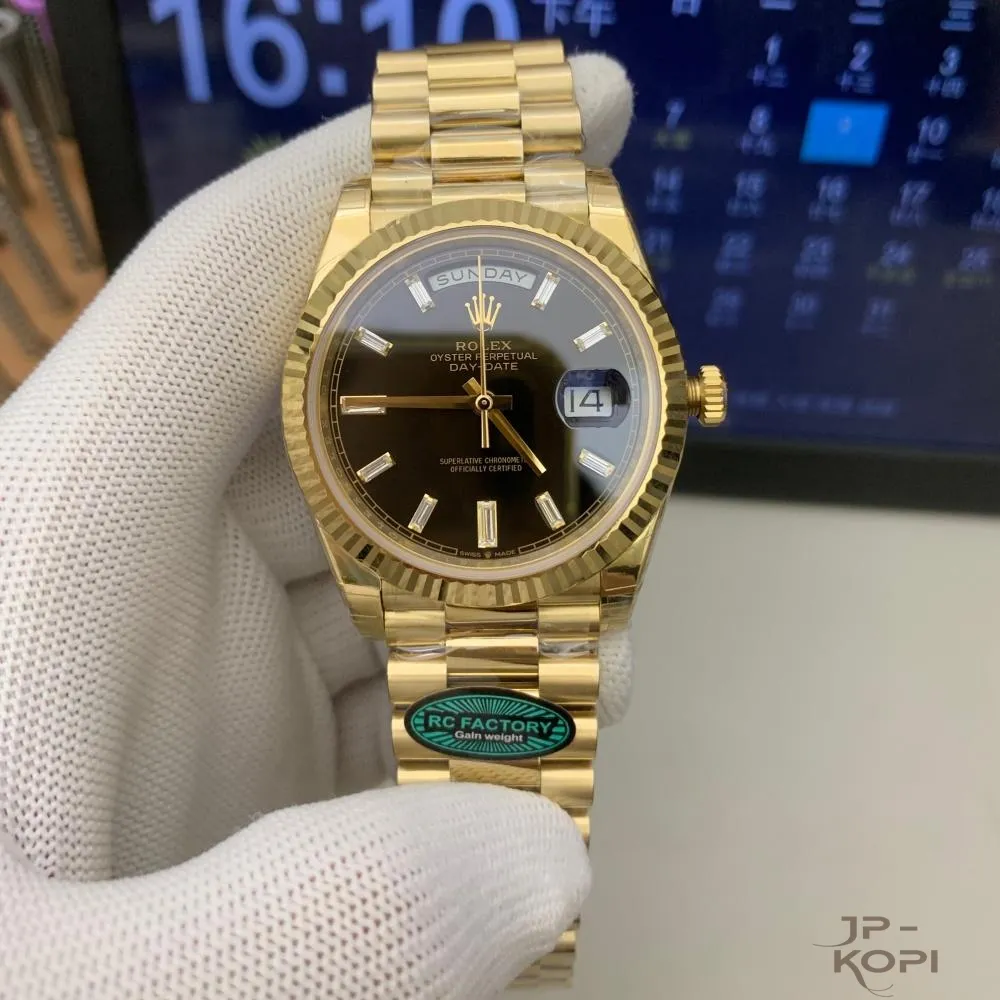ロレックス デイデイト 40mm M228238-0004|ブライトブラック ダイヤ付き 上海Cal.3255 加重版【RC工場製 高品質コピー腕時計】 - 画像 (2)