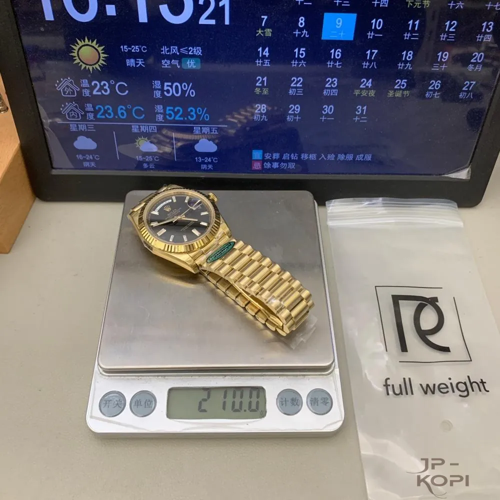 ロレックス デイデイト 40mm M228238-0004|ブライトブラック ダイヤ付き 上海Cal.3255 加重版【RC工場製 高品質コピー腕時計】 - 画像 (12)