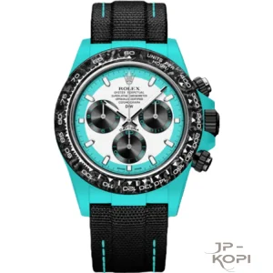 DIW × ロレックス・デイトナ CarboQuartz Celeste Invert｜ターコイズブルー × カーボンクロノグラフ 40mm