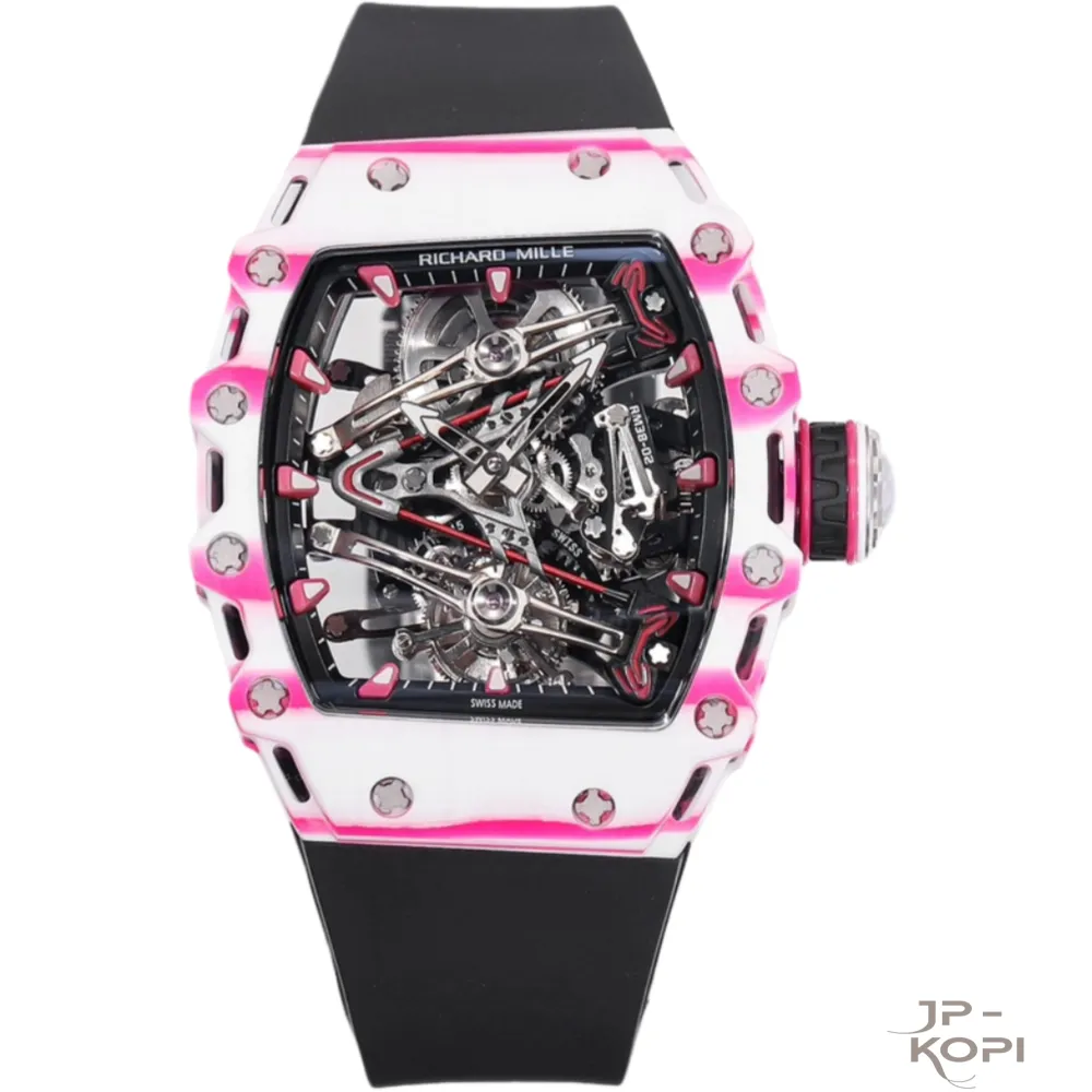 リシャール・ミル RM 38-02 トゥールビヨン Bubba Watson|ピンク×ホワイト TPT® ケース ブラックバンド【RM工場製】