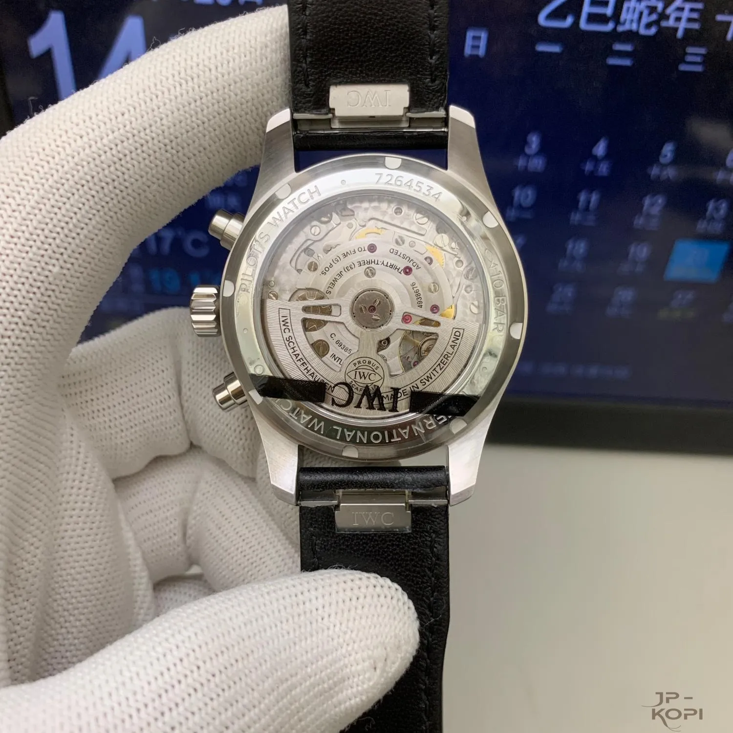 IWC パイロットウォッチ IW378001|ブラックダイアル クロノグラフ 丹東Cal.69385【APS工場製】 - 画像 (8)