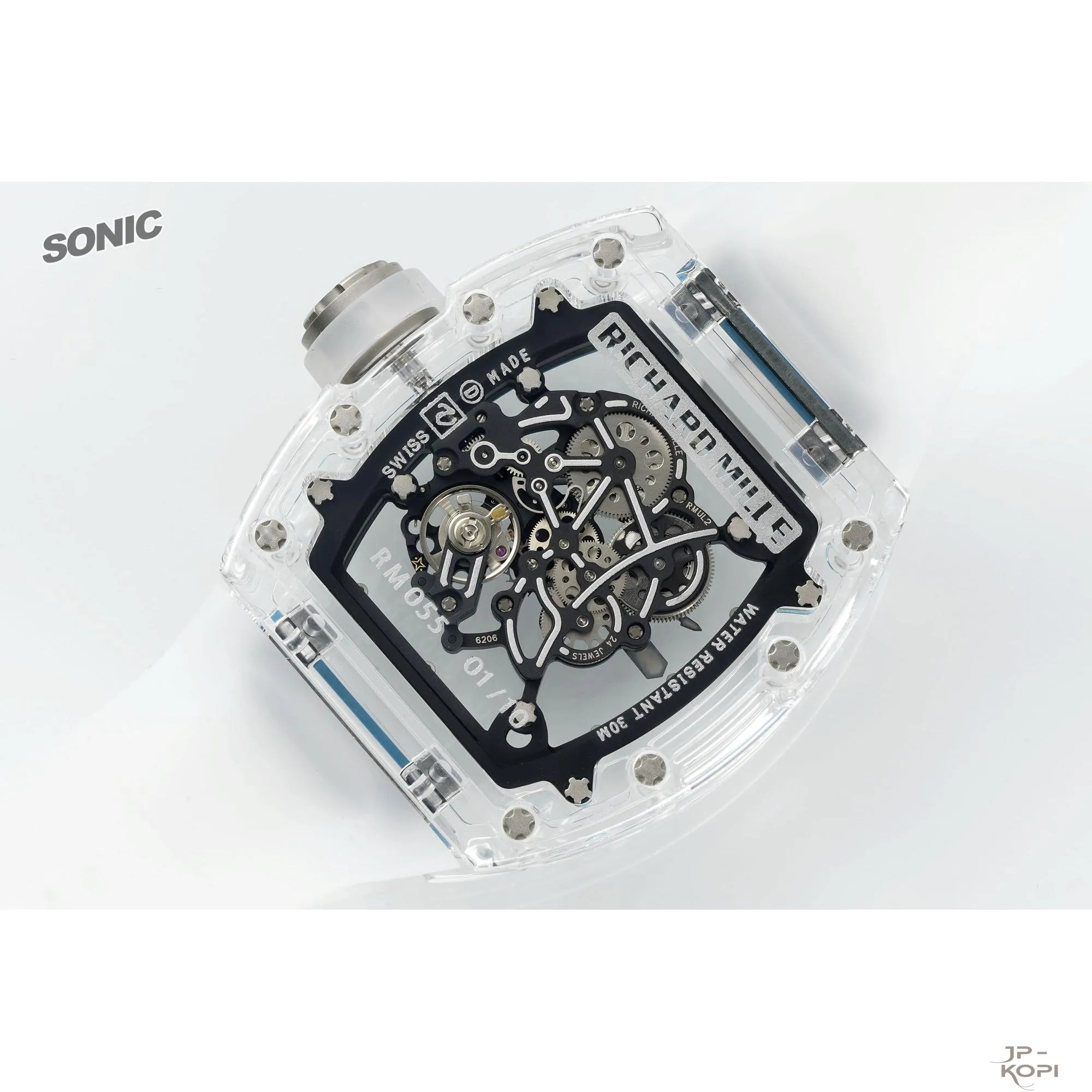 リシャール・ミル RM055|透明クリスタルケース × ホワイトウィンドウ【Sonic工場カスタムモデル】 - 画像 (9)