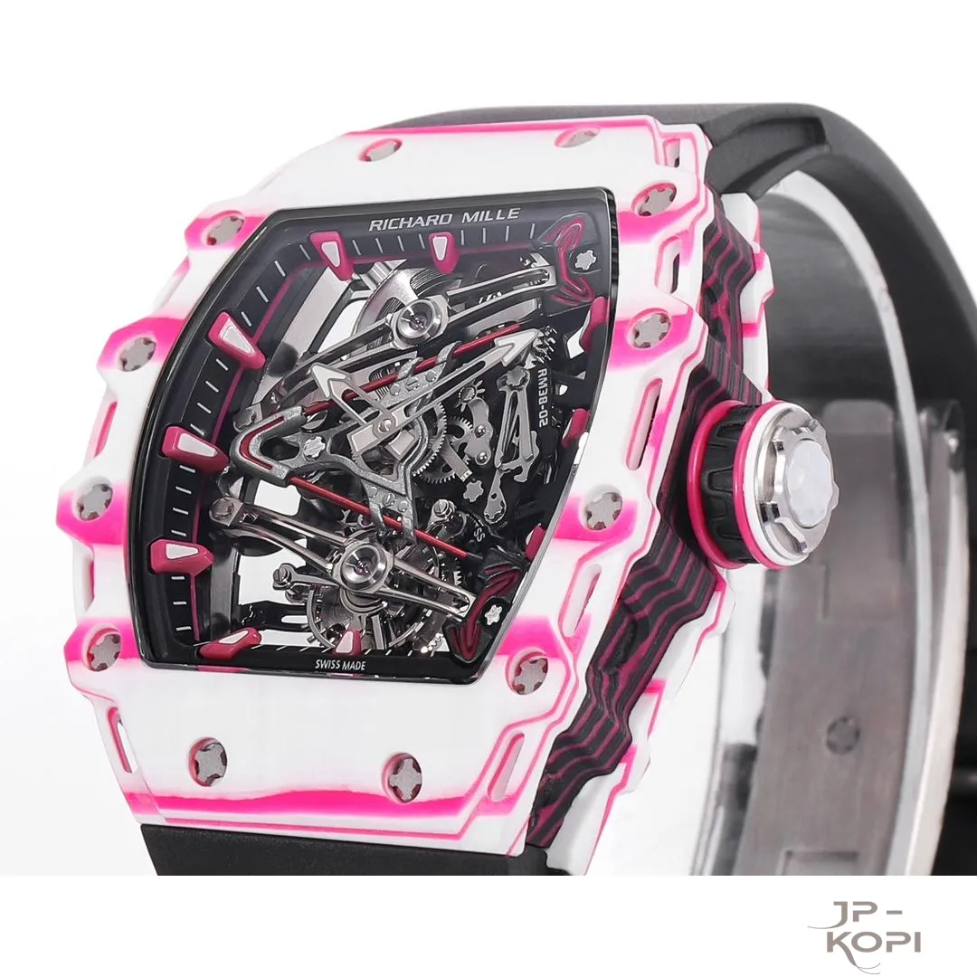 リシャール・ミル RM 38-02 トゥールビヨン Bubba Watson|ピンク×ホワイト TPT® ケース ブラックバンド【RM工場製】 - 画像 (5)