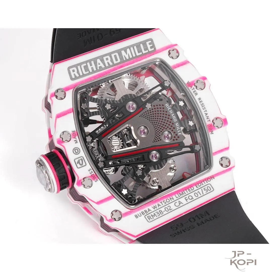 リシャール・ミル RM 38-02 トゥールビヨン Bubba Watson|ピンク×ホワイト TPT® ケース ブラックバンド【RM工場製】 - 画像 (8)