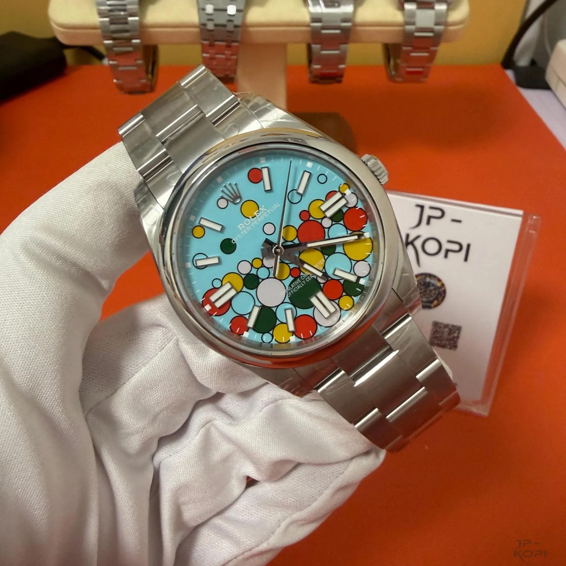 ロレックス オイスターパーペチュアル 124300|セレブレーションモチーフ 41mm ターコイズブルー【VS工場製】 - 画像 (3)