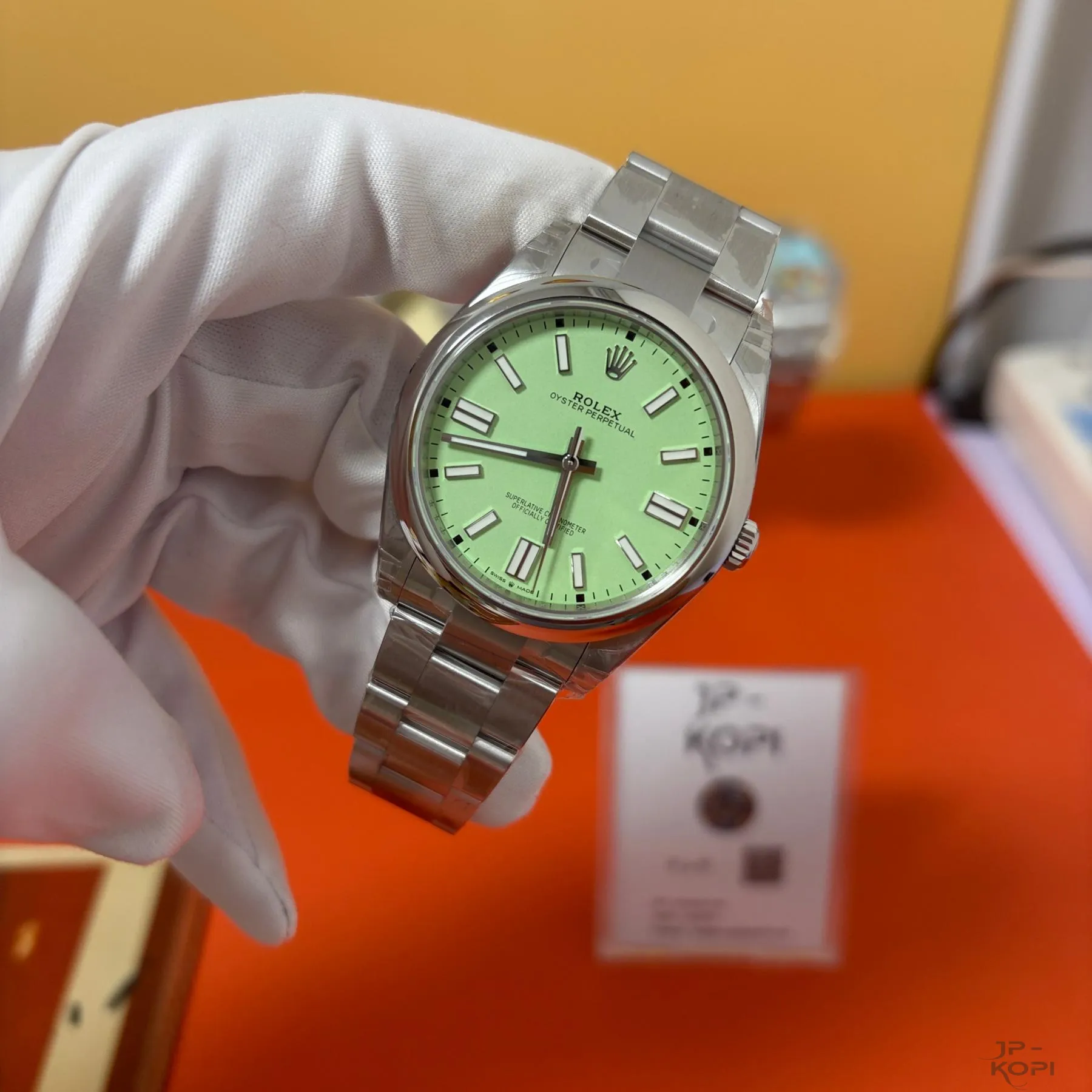 ロレックス オイスターパーペチュアル 134300|ピスタチオグリーン ノンデイト 41mm 【VS工場製】 - 画像 (4)