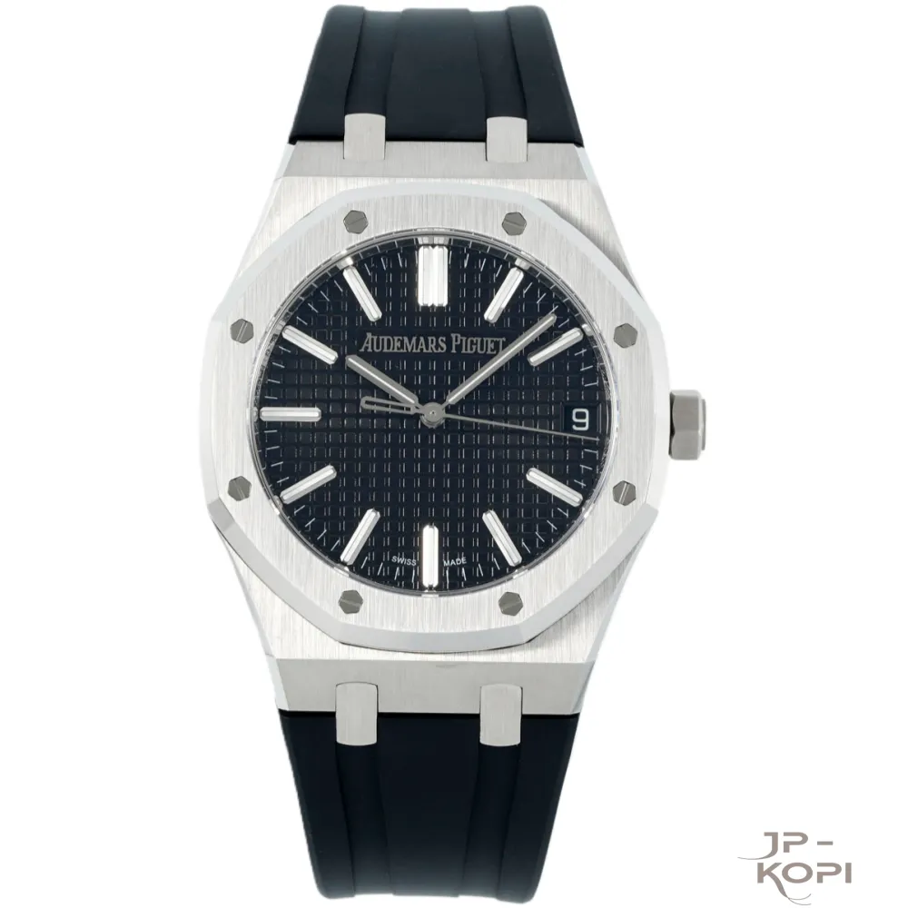 オーデマ・ピゲ ロイヤルオーク 41mm 15510ST|ブラック文字盤 × ラバーベルト【DDF工場製】