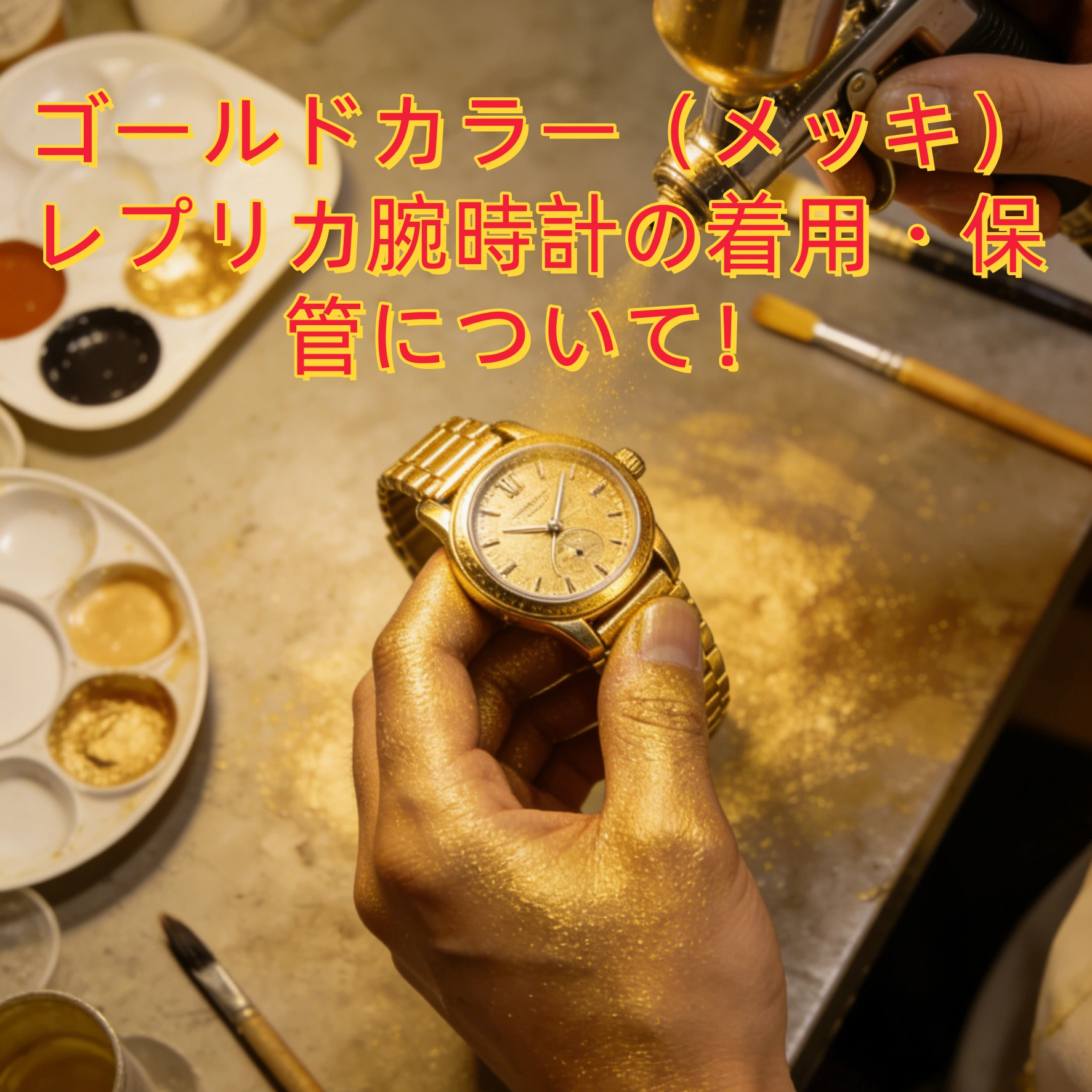 ENGRAVE ゴールドメタル 置時計　(純金メッキ) 140g ゴールドカラー（メッキ）レプリカ腕時計の着用・保管について