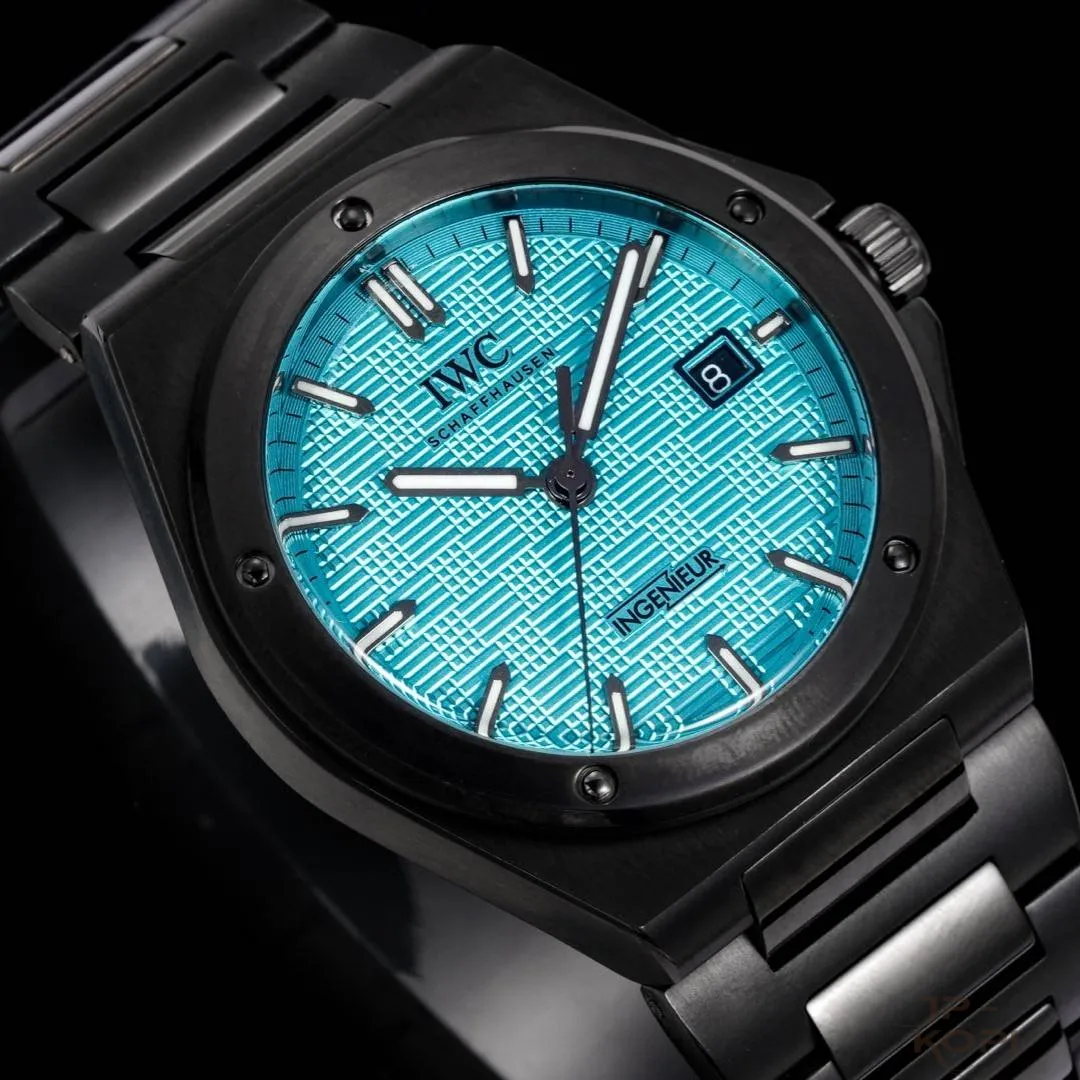 IWC インヂュニア・オートマティック 40|ターコイズ文字盤 × DLCブラック【BLS工場製】 - 画像 (6)