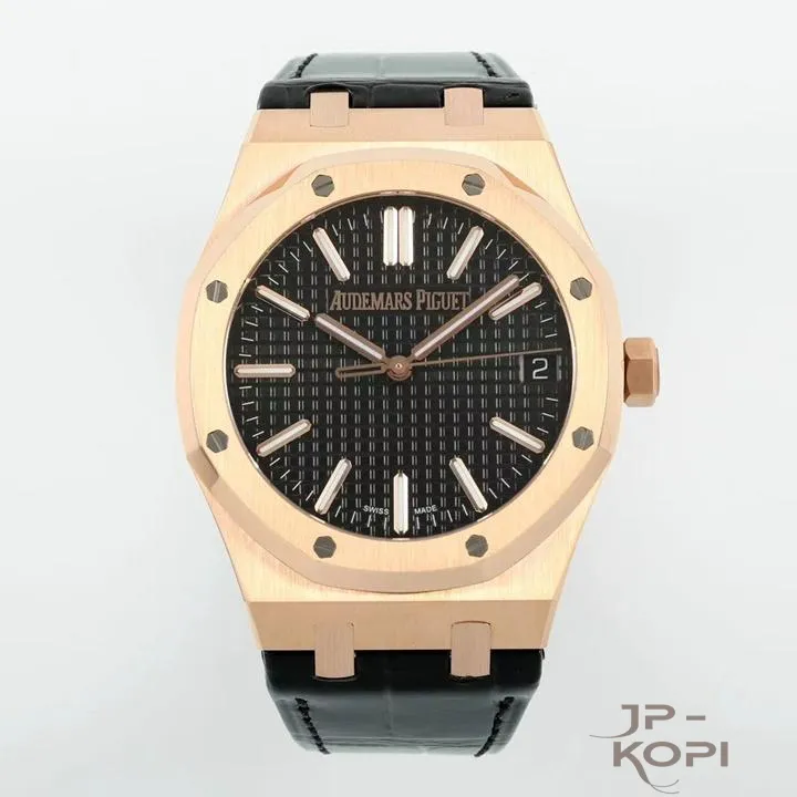オーデマ・ピゲ ロイヤルオーク“50周年記念”41mm 15510OR|ブラック文字盤 × レザーストラップ【IP工場製】 - 画像 (2)