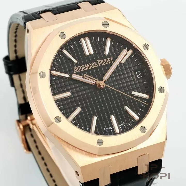 オーデマ・ピゲ ロイヤルオーク“50周年記念”41mm 15510OR|ブラック文字盤 × レザーストラップ【IP工場製】 - 画像 (3)