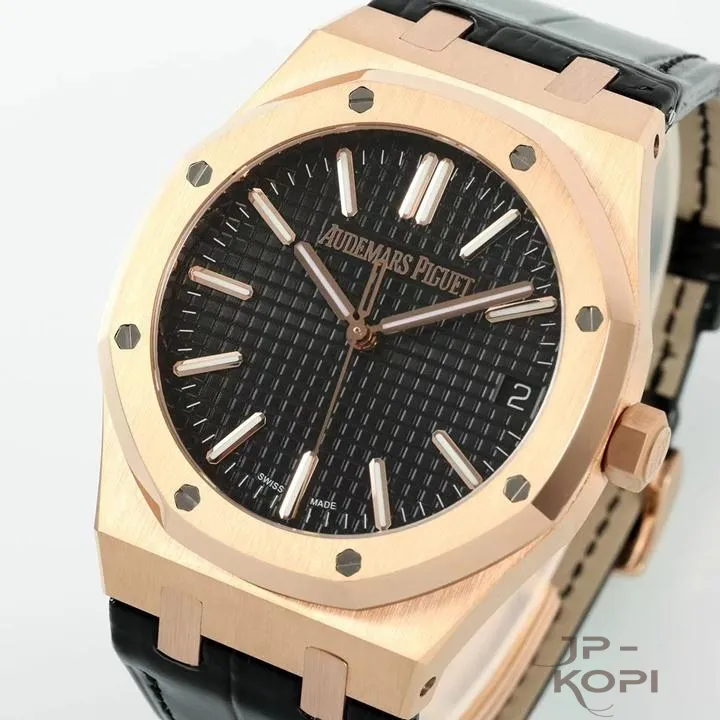 オーデマ・ピゲ ロイヤルオーク“50周年記念”41mm 15510OR|ブラック文字盤 × レザーストラップ【IP工場製】 - 画像 (4)