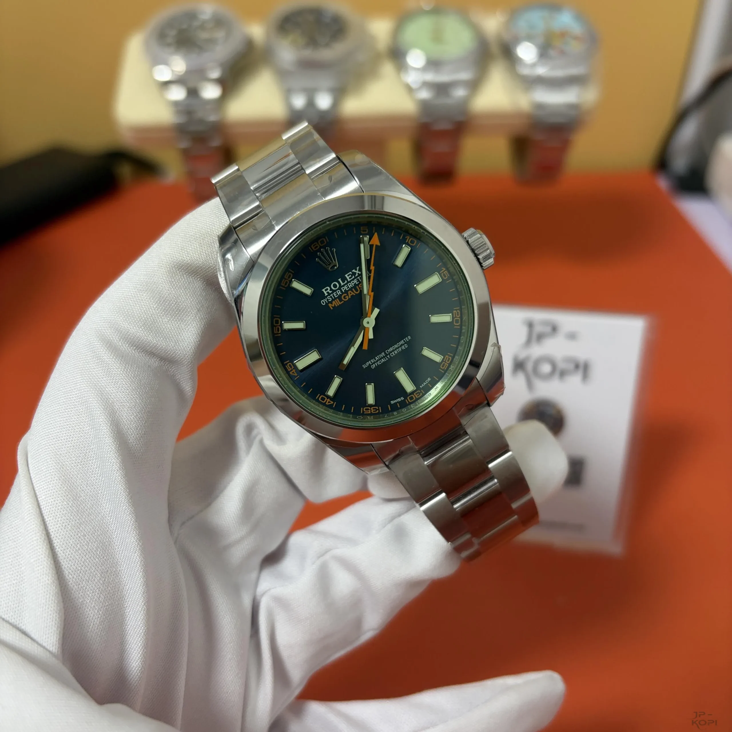 ロレックス ミルガウス 116400GV-0002|Zブルー ダイアル グリーンサファイヤガラス 丹東Cal.3131【VS工場製】 - 画像 (3)