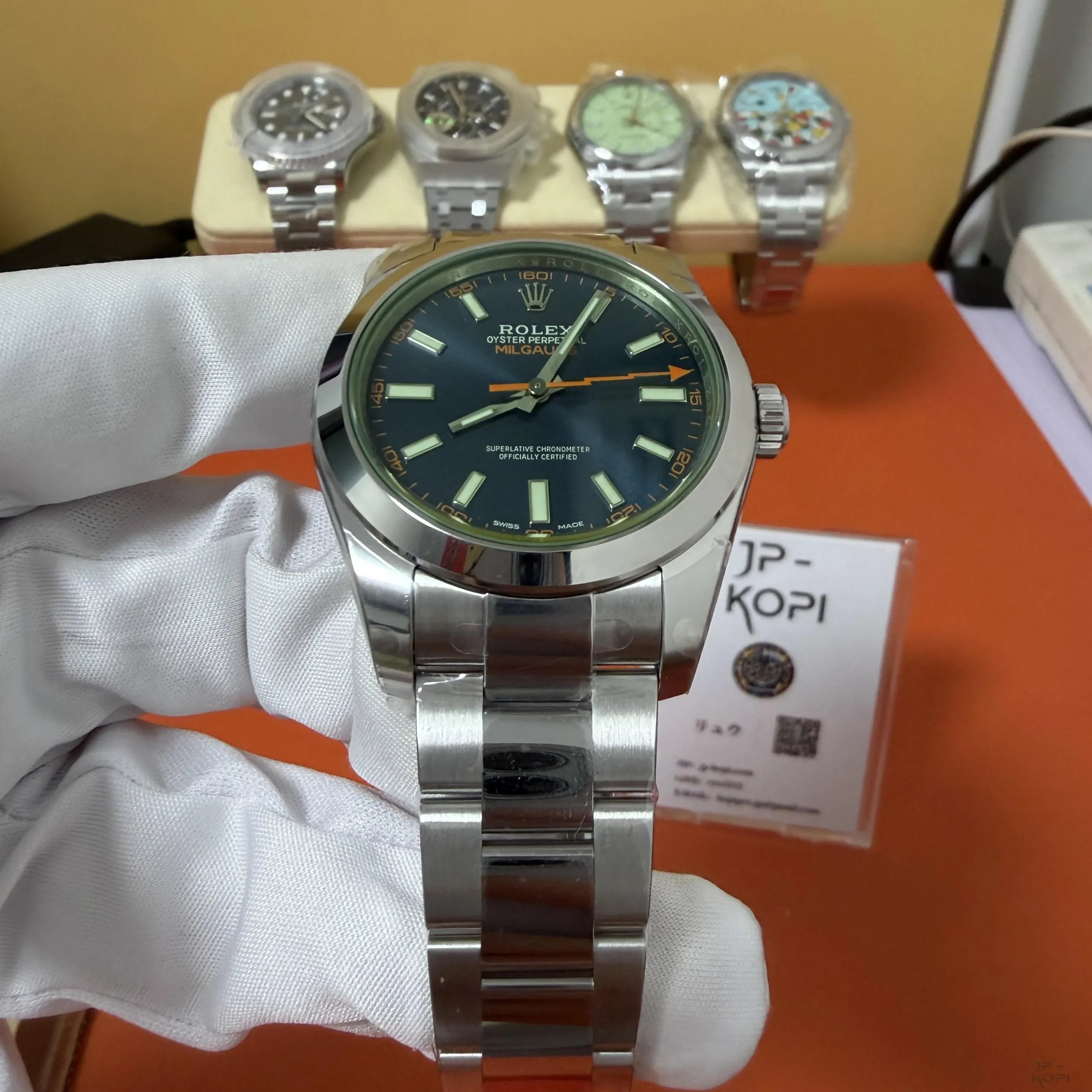 ロレックス ミルガウス 116400GV-0002|Zブルー ダイアル グリーンサファイヤガラス 丹東Cal.3131【VS工場製】 - 画像 (5)